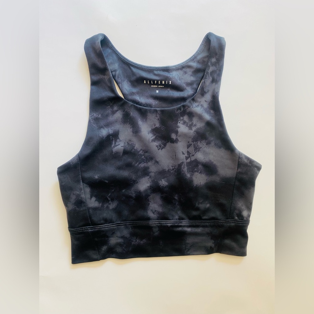 Anthropologie + Allfenix charcoal tie dye sports bra size/M